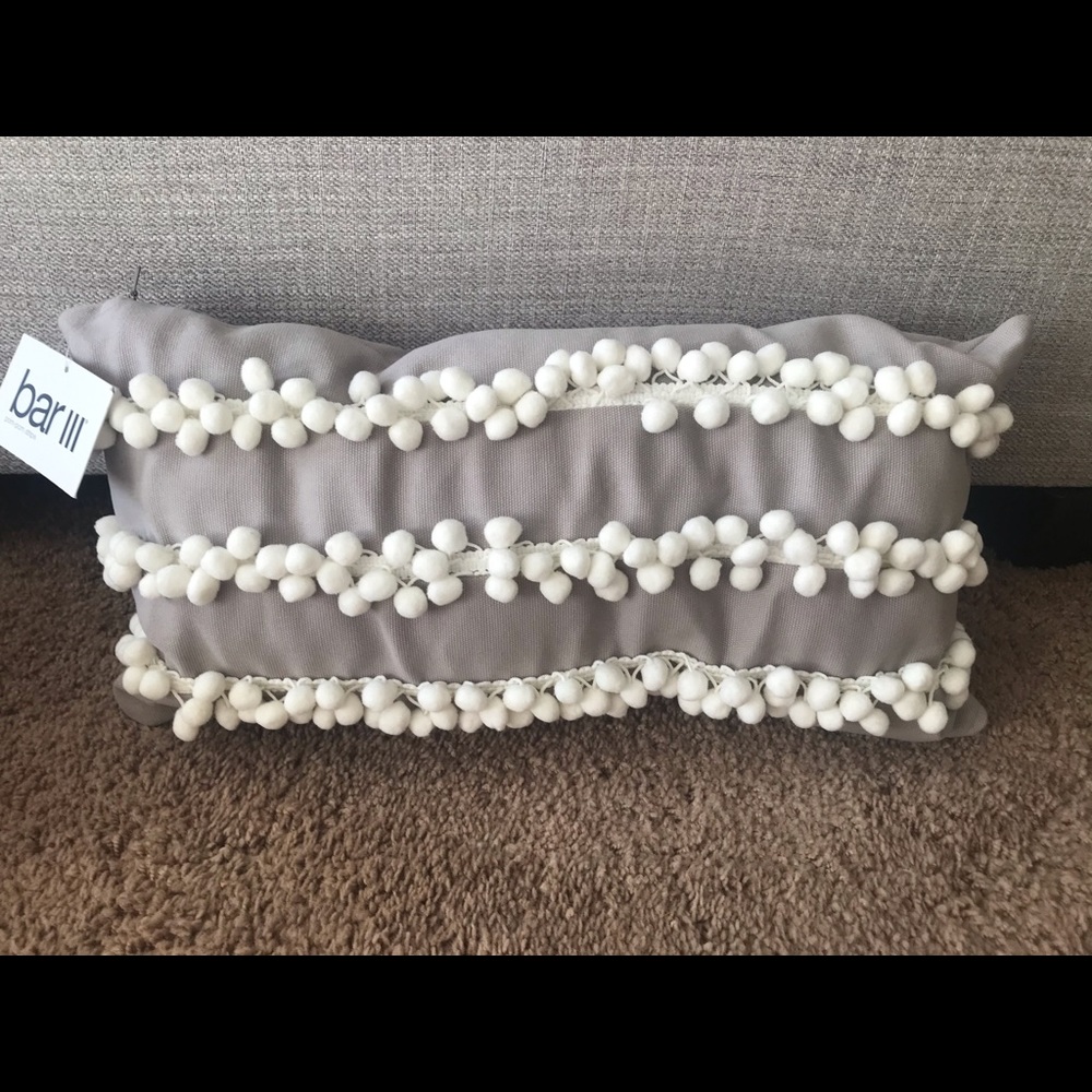 Pillow set embroidered + pom pom stripe - Picture 2 of 6